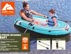 New OZARK TRAIL 2 PERSON RAFT Pad/Raft Carolina Blue