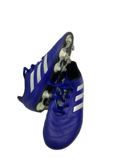 Used Adidas GOLETTO Soccer Cleats White And Royal Blue Junior 01