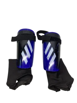 Used Adidas Soccer Shin Guards Junior Black And Royal Blue MD