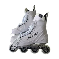 Used Alkali -NEW- CELE ADJUSTABLE 6-8 SKATES Roller Hockey Skates White Adjustable