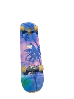 Used ALOHA BACKGROUND Complete Skateboard Royal Blue 8"