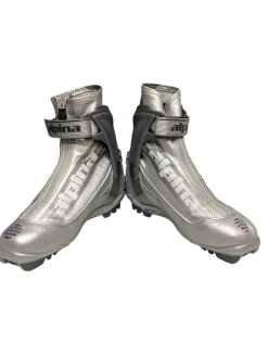 Used Alpina SKATE BOOT Boys NNN XC Ski Boots Grey W 05-05.5 / JR 03.5-04
