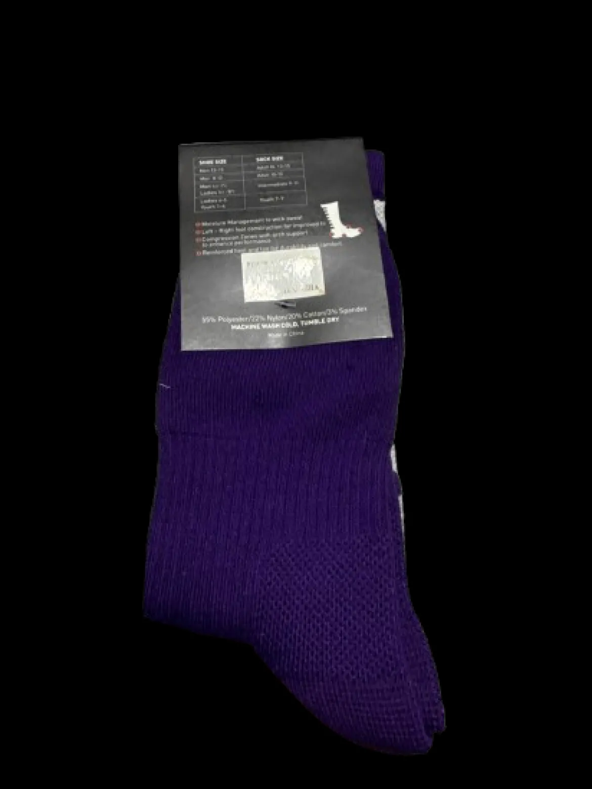 Used Augusta COLOR BLOCK CREW SOCK Athletic Purple S/M