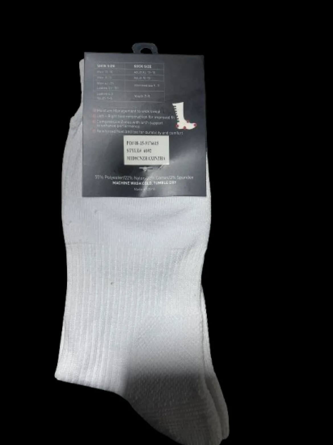 Used Augusta COLOR BLOCK CREW SOCK Athletic White M/L