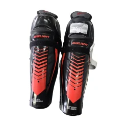 Used Bauer LIL SPORT HOCKEY SHIN GUARDS YTH 10IN Youth Shin Guards Black 10"