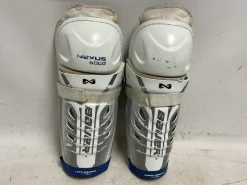 Used Bauer NEXUS 6000 Junior Shin Guards Grey And White 11