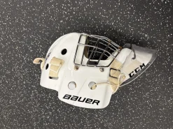 Used Bauer NME 3 Senior Goalie Helmet/Mask White One Size
