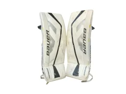 Used Bauer ONE.5 STEP 2 Goalie Leg Pads Junior White And Yellow 25