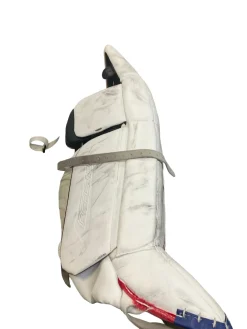 Used Bauer REACTOR Goalie Leg Pads Senior White/Red/Navy 35