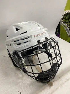 Used Bauer RE-AKT 150 M Helmet Cage Combo White MD