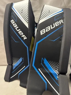 Used Bauer RECREATIONAL GOALIE SET Senior Shin Guards Black 20"