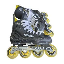 Used Bauer RS INLINE HOCKEY SKATES SZ4 Roller Hockey Skates Black Junior 04