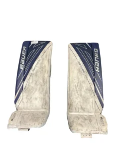 Used Bauer SUPREME S190 Goalie Leg Pads Inter White And Navy Blue 29"