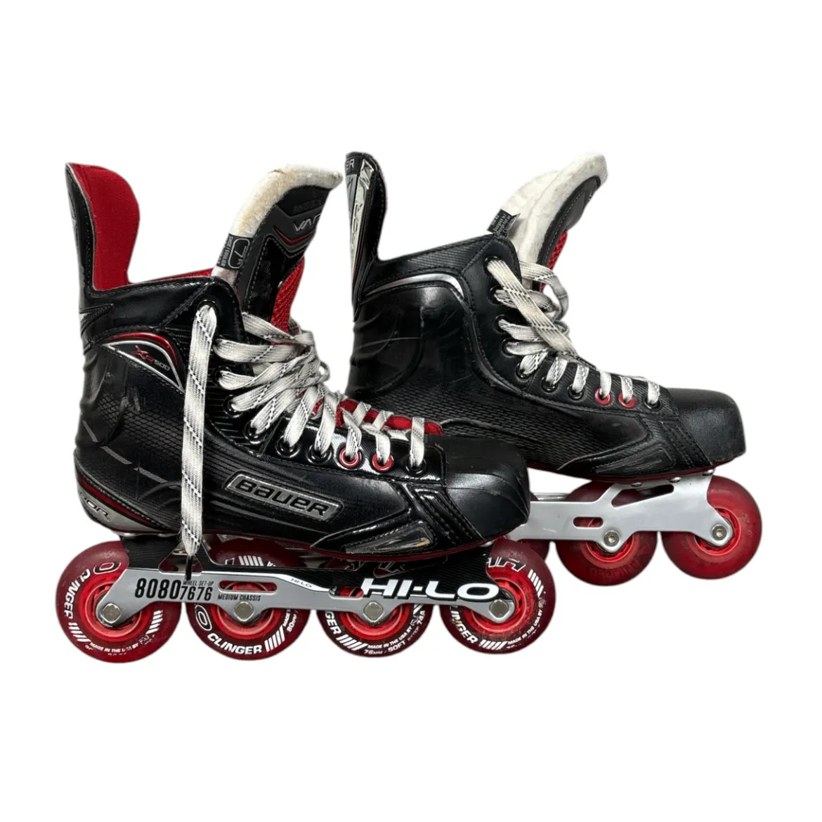 Used Bauer VAPOR Senior Roller Quad Skates Black Senior 8.5