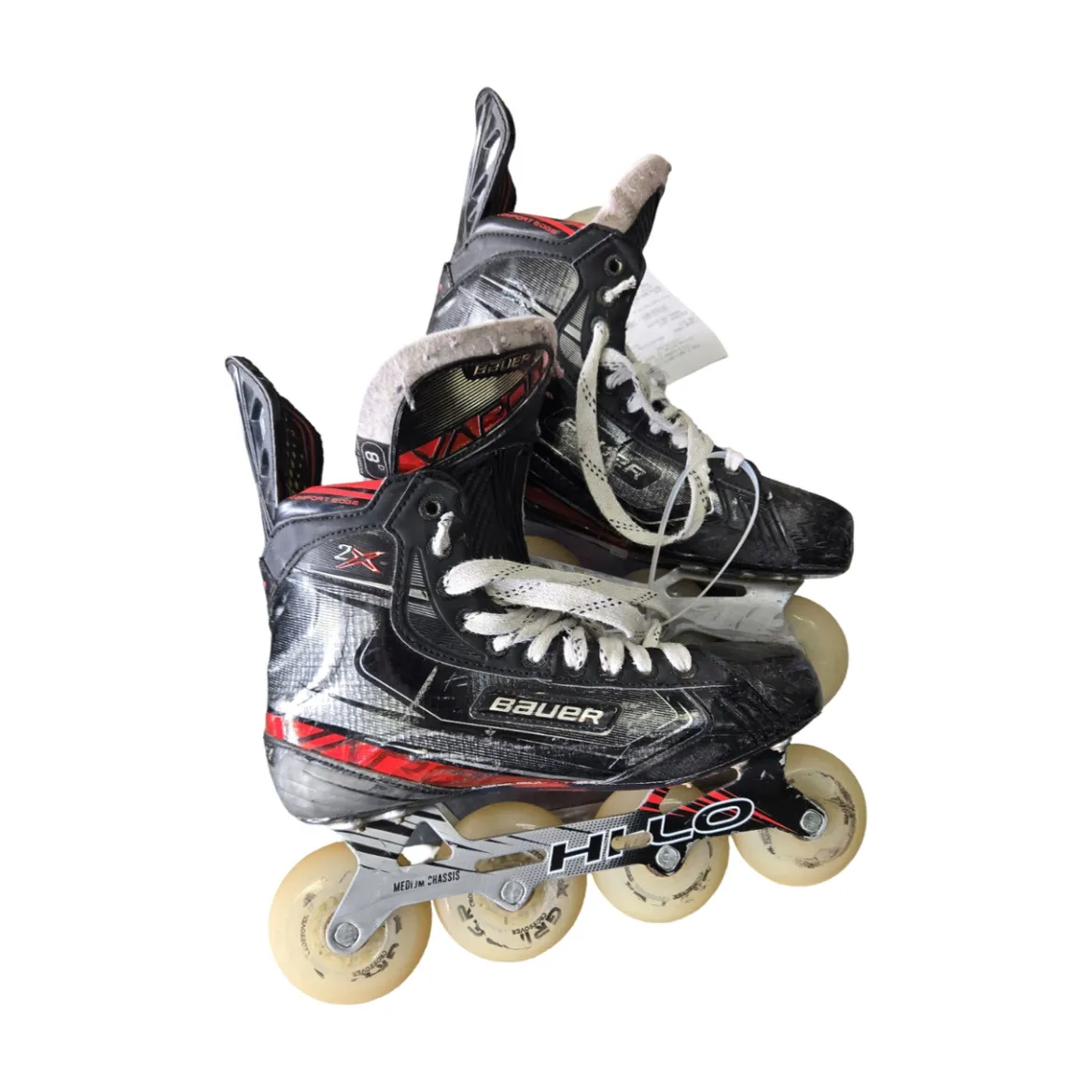 Used Bauer VAPOR 2X 8D INLINE SKATES Roller Hockey Skates Black Senior 8