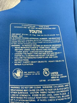 Used Body Glove Youth PFD Royal Blue Youth 50-90