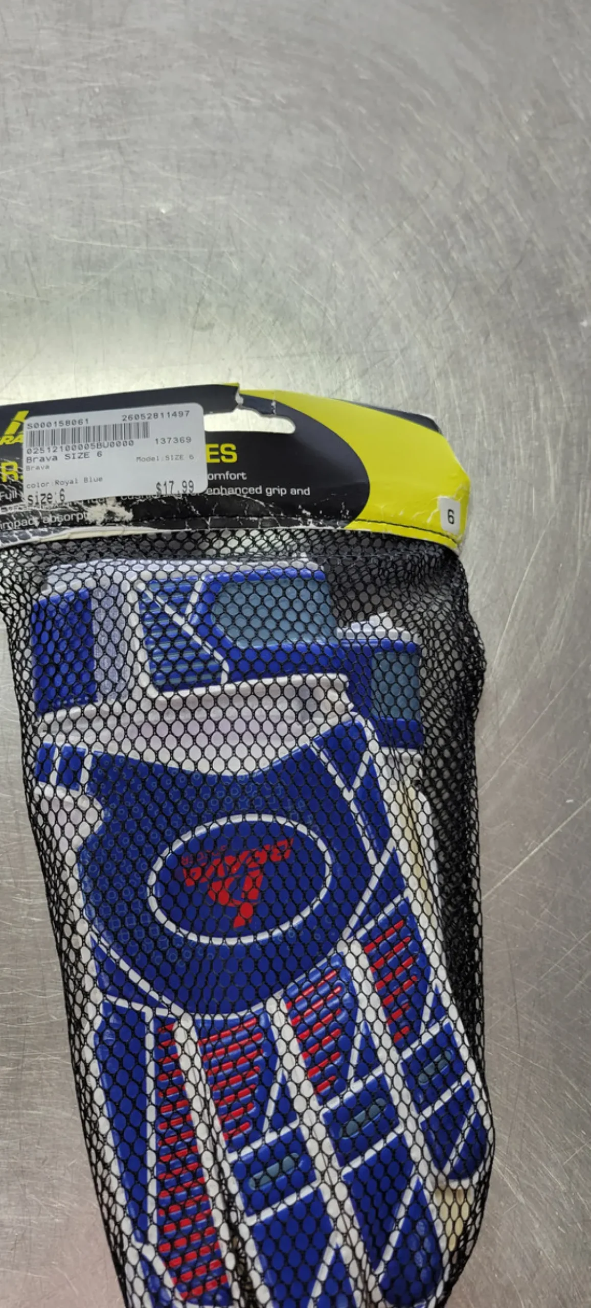 Used Brava SIZE 6 Soccer Goalie Gloves Royal Blue 6