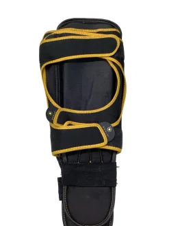 Used BRAVE SHIN PADS Martial Arts Shin Pads Black And Gold L/XL
