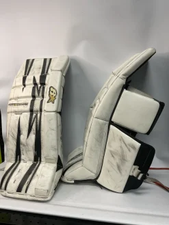Used Brians G-NETIK 8 Goalie Leg Pads Junior White 27"