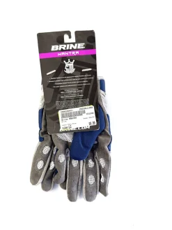 Used Brine MANTRA Lacrosse Gloves Womens Navy Blue LG