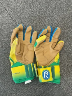Used BRUCE BOLT CREATOR SERIES BB/SB Batting Gloves Green And Yellow XL