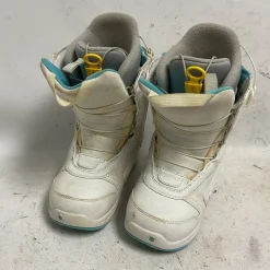 Used Burton EMERALD SMALLS Girls Snowboard Boots White And Carolina Blue Junior 04
