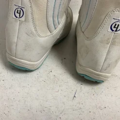 Used Burton EMERALD SMALLS Girls Snowboard Boots White And Carolina Blue Junior 04