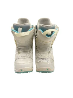 Used Burton EMERALD SMALLS SZ 4 Girls Snowboard Boots White Junior 04