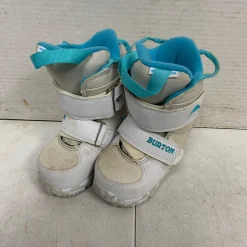 Used Burton MINI-GROM Girls Snowboard Boots White Youth 07.0