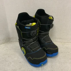 Used Burton ZIPLINE BOA Boys Snowboard Boots Black Junior 06