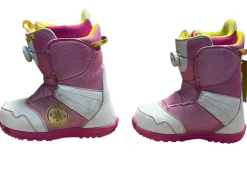 Used Burton ZIPLINE BOA Girls Snowboard Boots White Junior 05