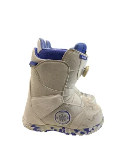 Used Burton ZIPLINE BOA SZ 3 Girls Snowboard Boots Royal Blue And White Junior 03