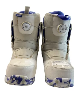 Used Burton ZIPLINE BOA SZ 7K Boys Snowboard Boots White Senior 7