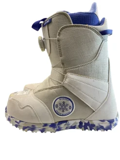 Used Burton ZIPLINE BOA SZ 7K Boys Snowboard Boots White Senior 7