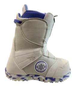 Used Burton ZIPLINE BOA SZ 7K Boys Snowboard Boots White Senior 7