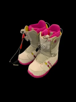 Used Burton ZIPLINE BOA YOUTH Girls Snowboard Boots White Junior 04