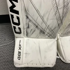 Used CCM AXIS XF PRO Goalie Leg Pads Senior White And Black 34