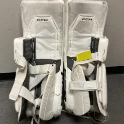 Used CCM AXIS XF PRO Goalie Leg Pads Senior White And Black 34