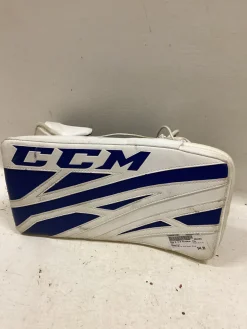 Used CCM E 4.5 Youth Goalie Blocker White And Royal Blue