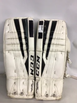 Used CCM EFLEX Goalie Leg Pads Junior White 22"