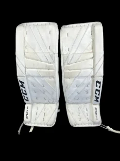 Used CCM FLEX 5.9 Goalie Leg Pads Inter White 30 +1