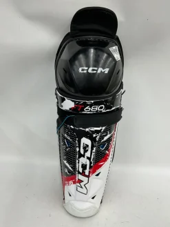Used CCM JETSPEED FT680 SHINS Senior Shin Guards Black 16"