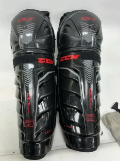Used CCM QLTEDGE Intermediate Shin Guards Black 13"