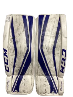 Used CCM R1.5 Goalie Leg Pads Junior Royal Blue 28"