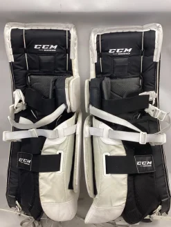 Used CCM REVOLUTION 595 Goalie Leg Pads Junior White 28