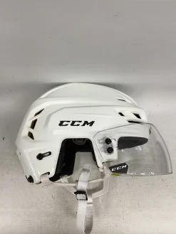 Used CCM TACKS 310 L Helmet Half Visor Combo White LG