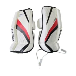 Used CCM YTFLEX 3 YTH LEG PADS 20 IN Goalie Leg Pads Youth White 20"