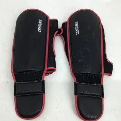 Used Century BRAVE ADULT L/XL SHIN INSTEP GUARDS Martial Arts Shin Pads Black L/XL