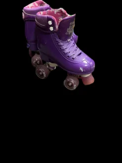 Used CRAZY GLITTER POP Junior Roller Quad Skates Purple Adjustable