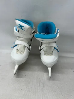 Used DBX BLITZ ADJ 10-13 Girls Softboot Skate Carolina Blue And White Adjustable